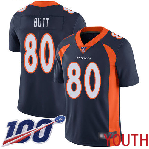 Youth Denver Broncos #80 Jake Butt Navy Blue Alternate Vapor Untouchable Limited Player 100th Season Football NFL Jersey